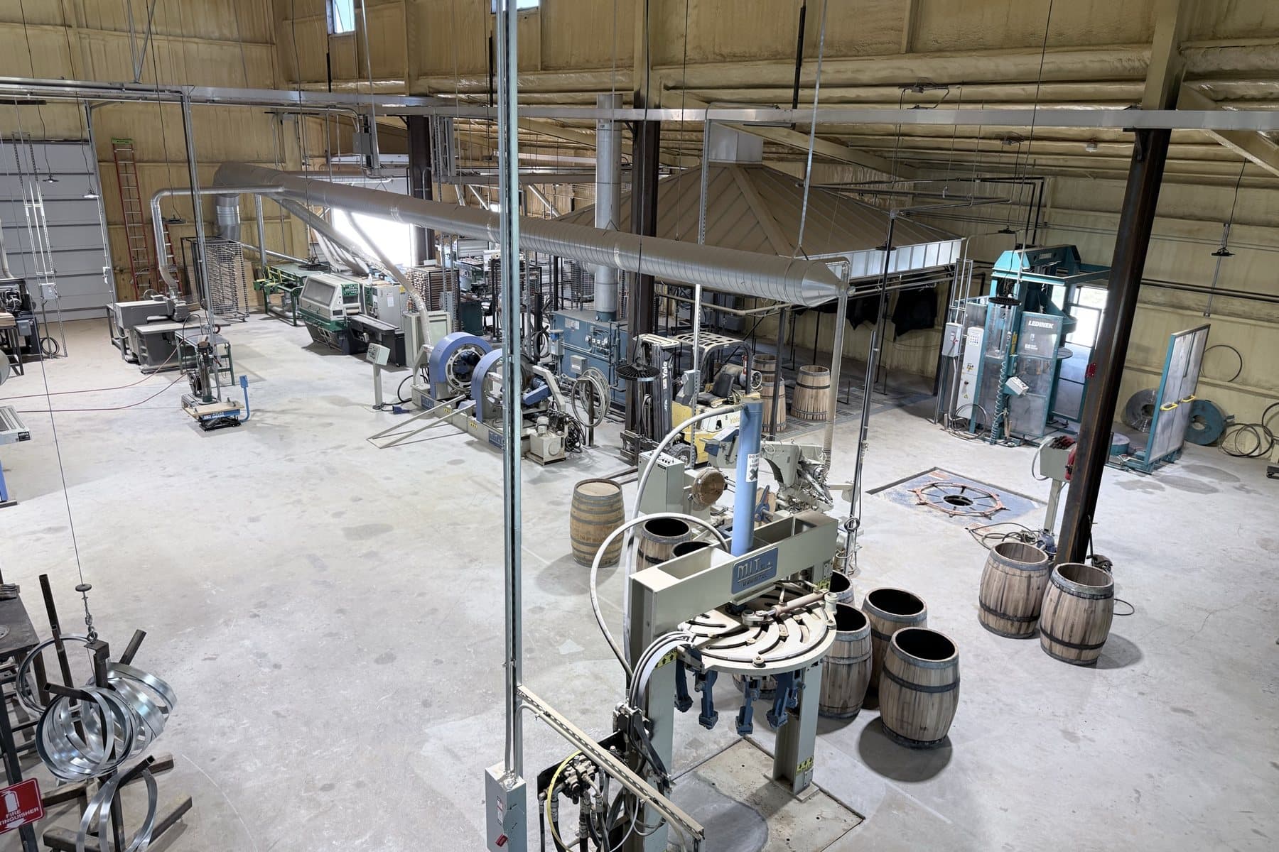 Elevated view across the Standard Cooperage production floor